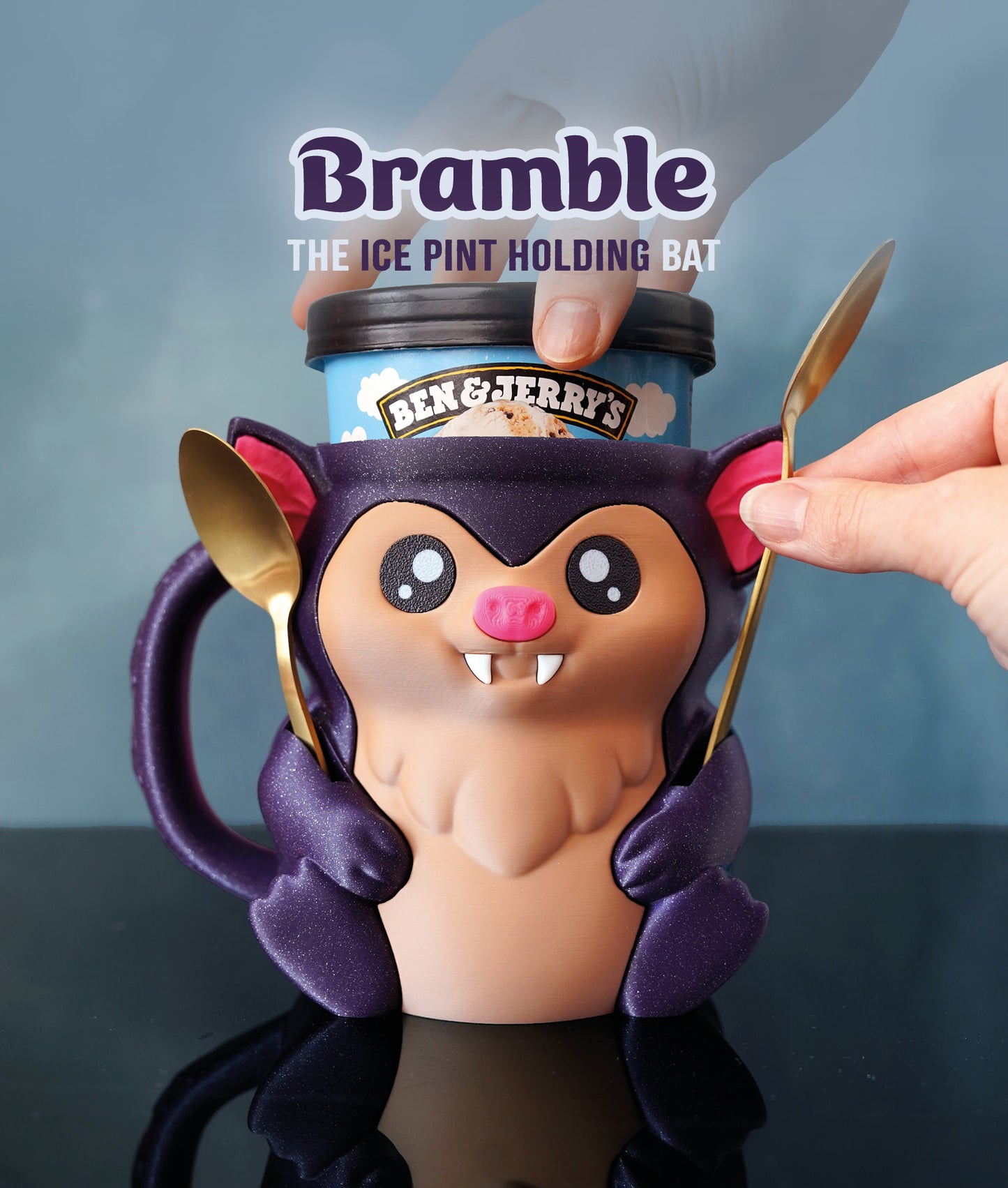 🦇 Bat Ice Cream Holder – Fits a 458ml Tub