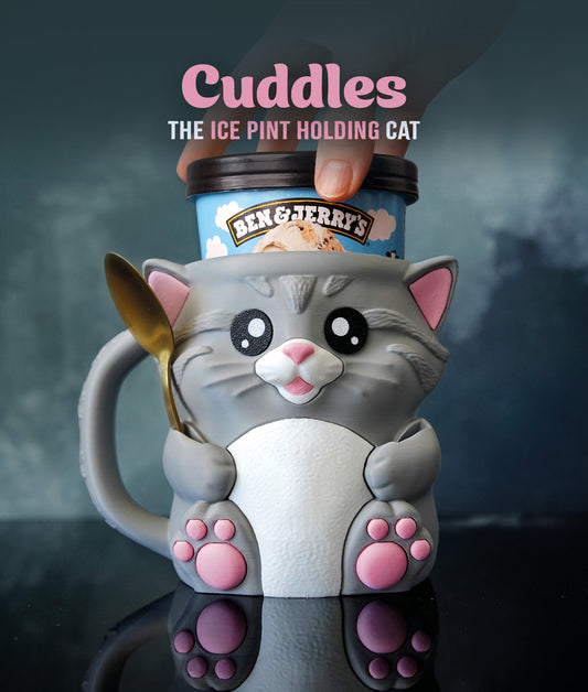 🐱Cat Ice Cream Holder – Fits a 458ml Tub