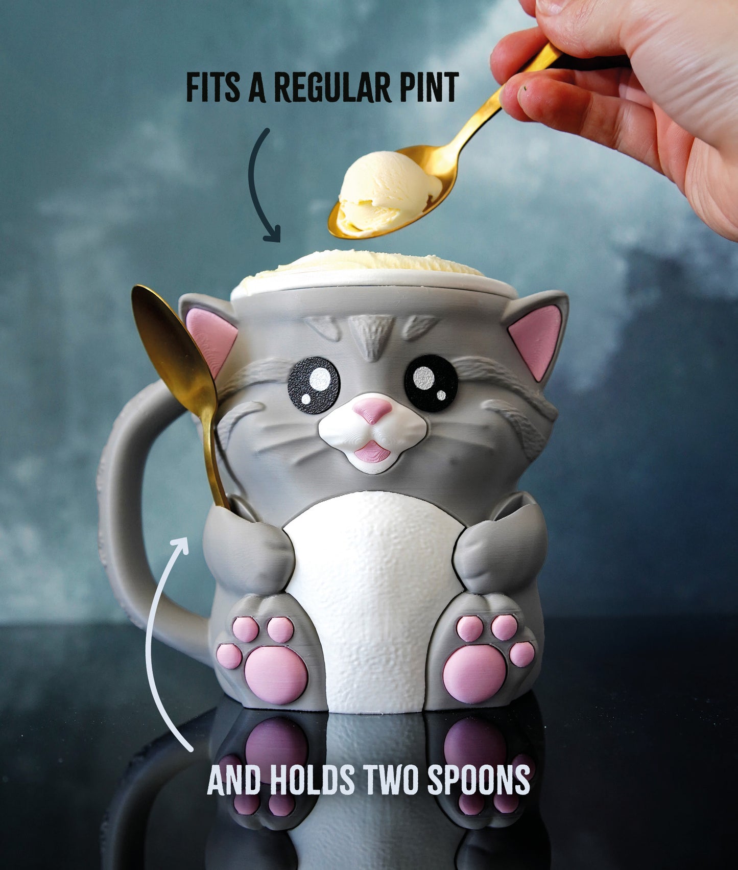 🐱Cat Ice Cream Holder – Fits a 458ml Tub