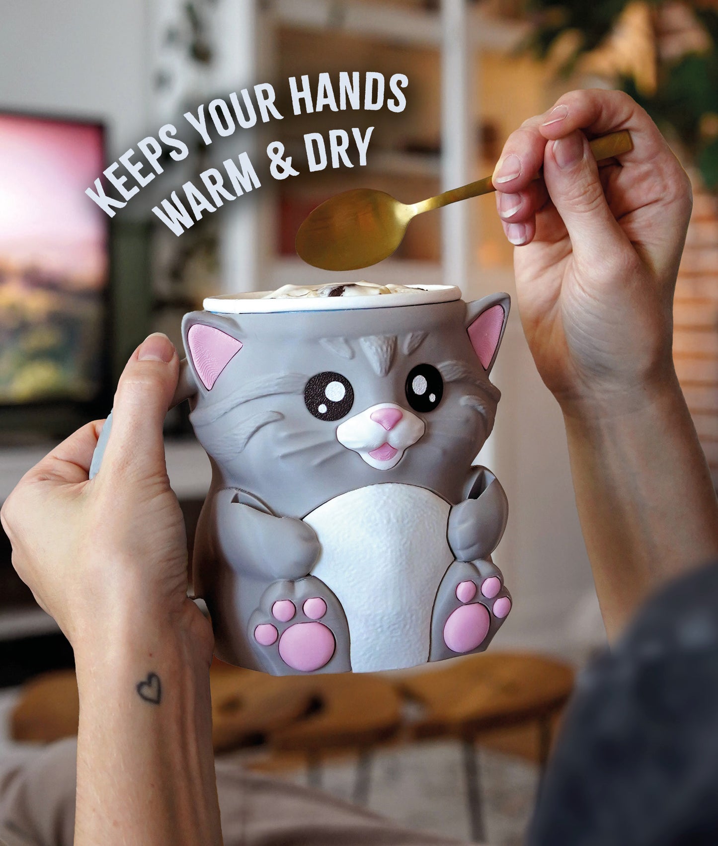 🐱Cat Ice Cream Holder – Fits a 458ml Tub