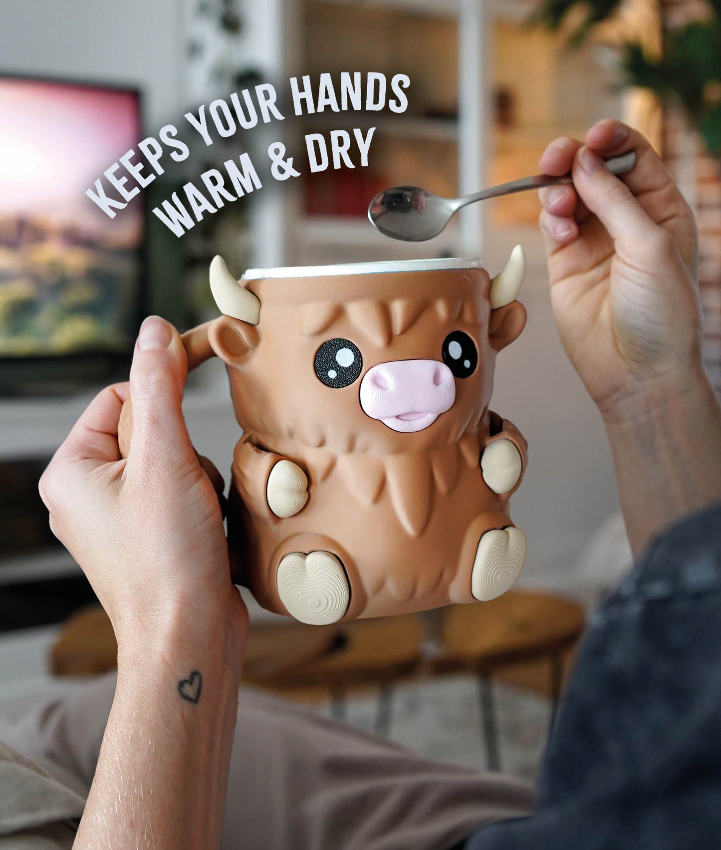 🐮 Highland Cow Ice Cream Holder – Fits a 458ml Tub