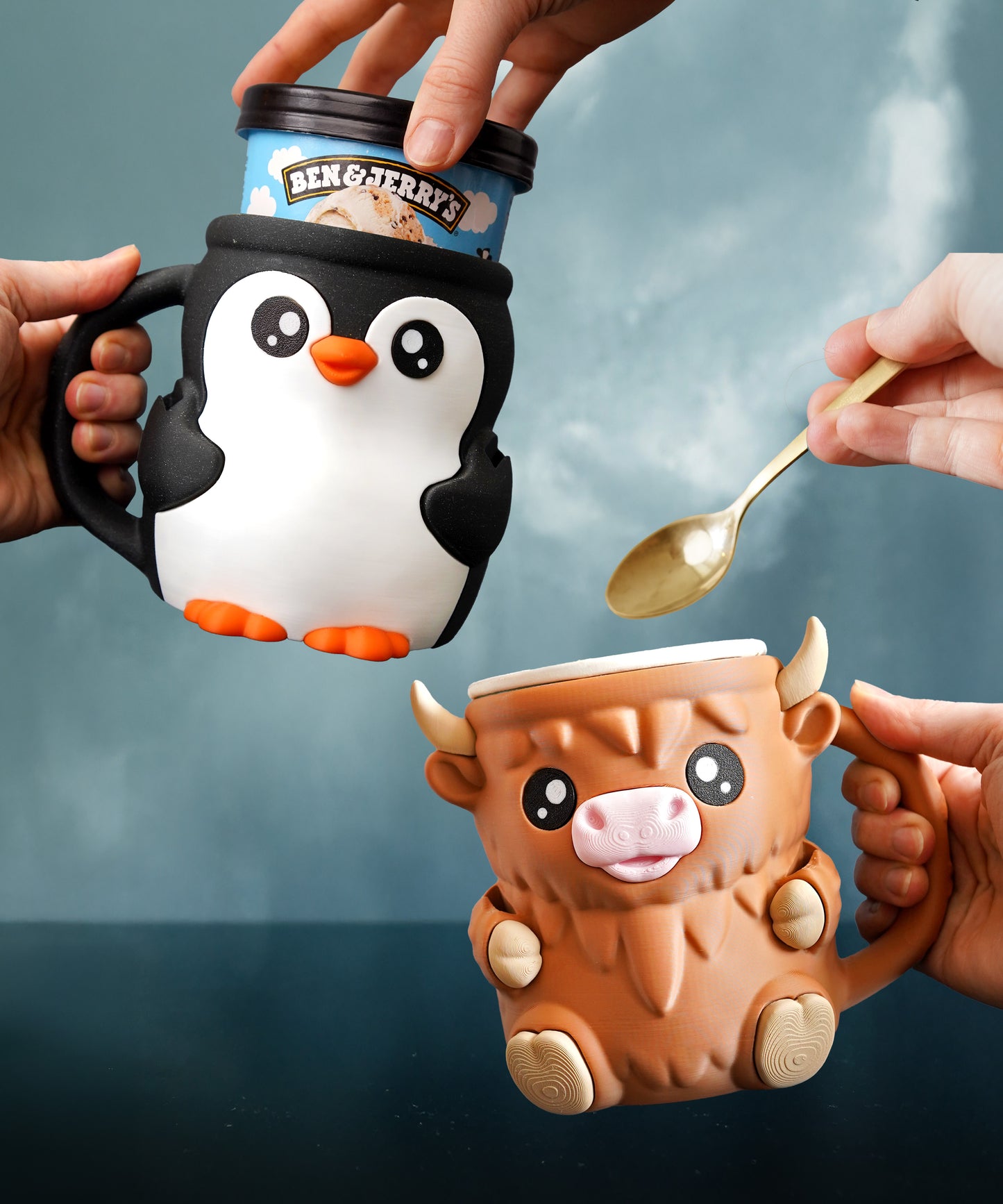 🐮 Highland Cow Ice Cream Holder – Fits a 458ml Tub