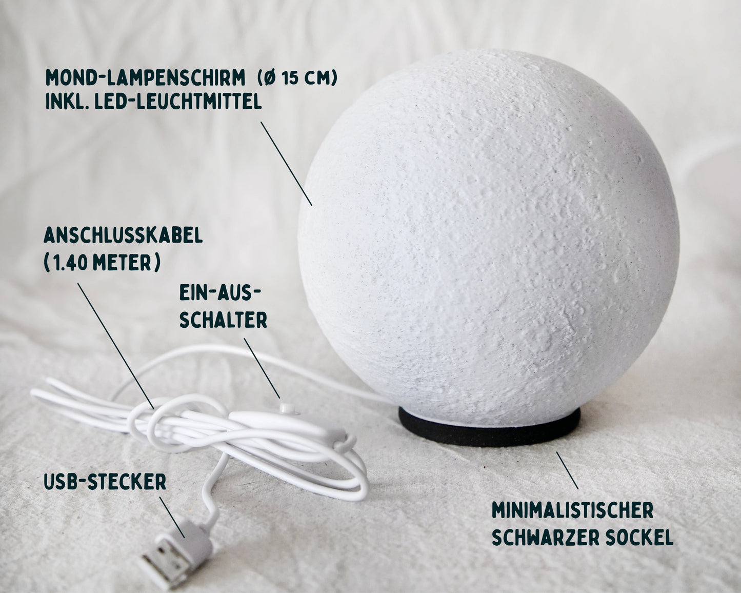 Night Light Moon 150mm USB Powered
