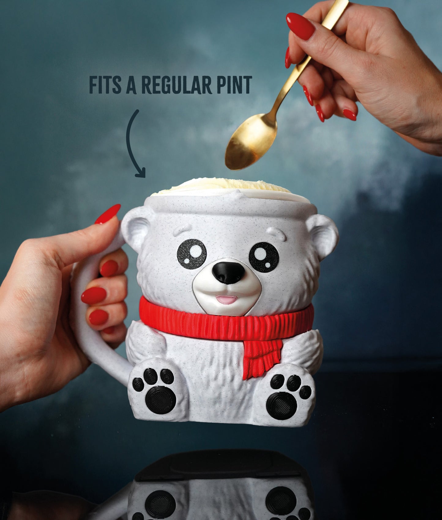 🐻‍❄️ Polar Bear Ice Cream Holder – Fits a 458ml Tub