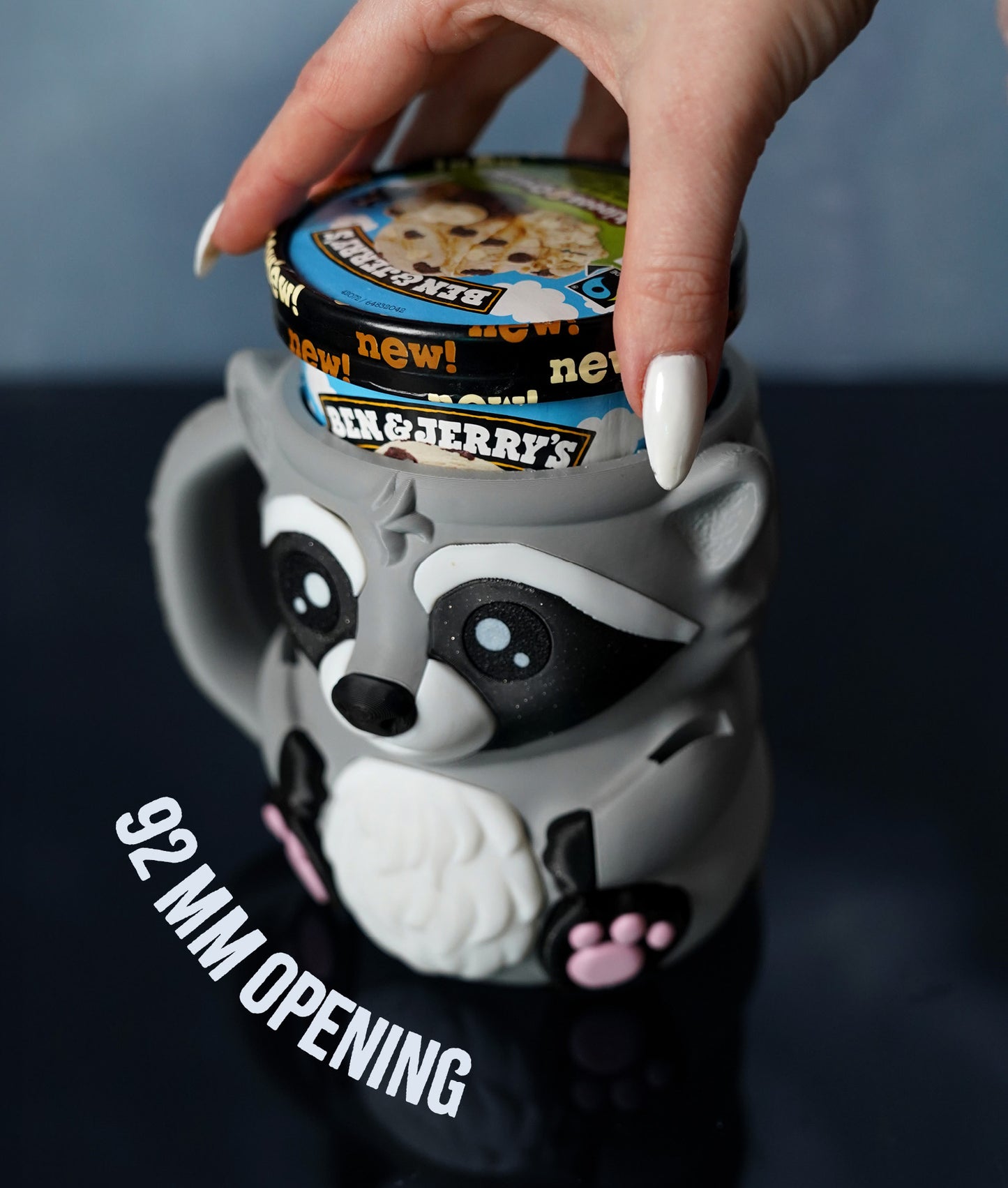 🦝Raccoon Ice Cream Holder – Fits a 458ml Tub