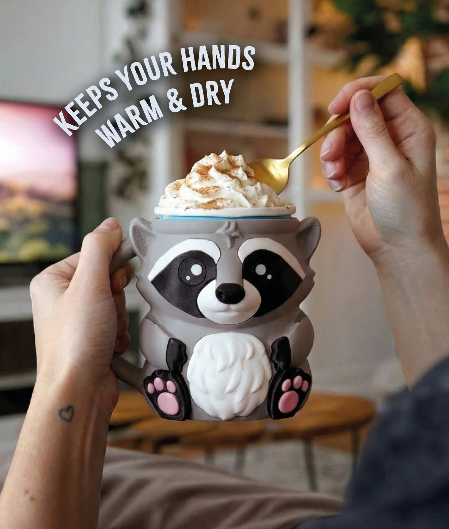 🦝Raccoon Ice Cream Holder – Fits a 458ml Tub