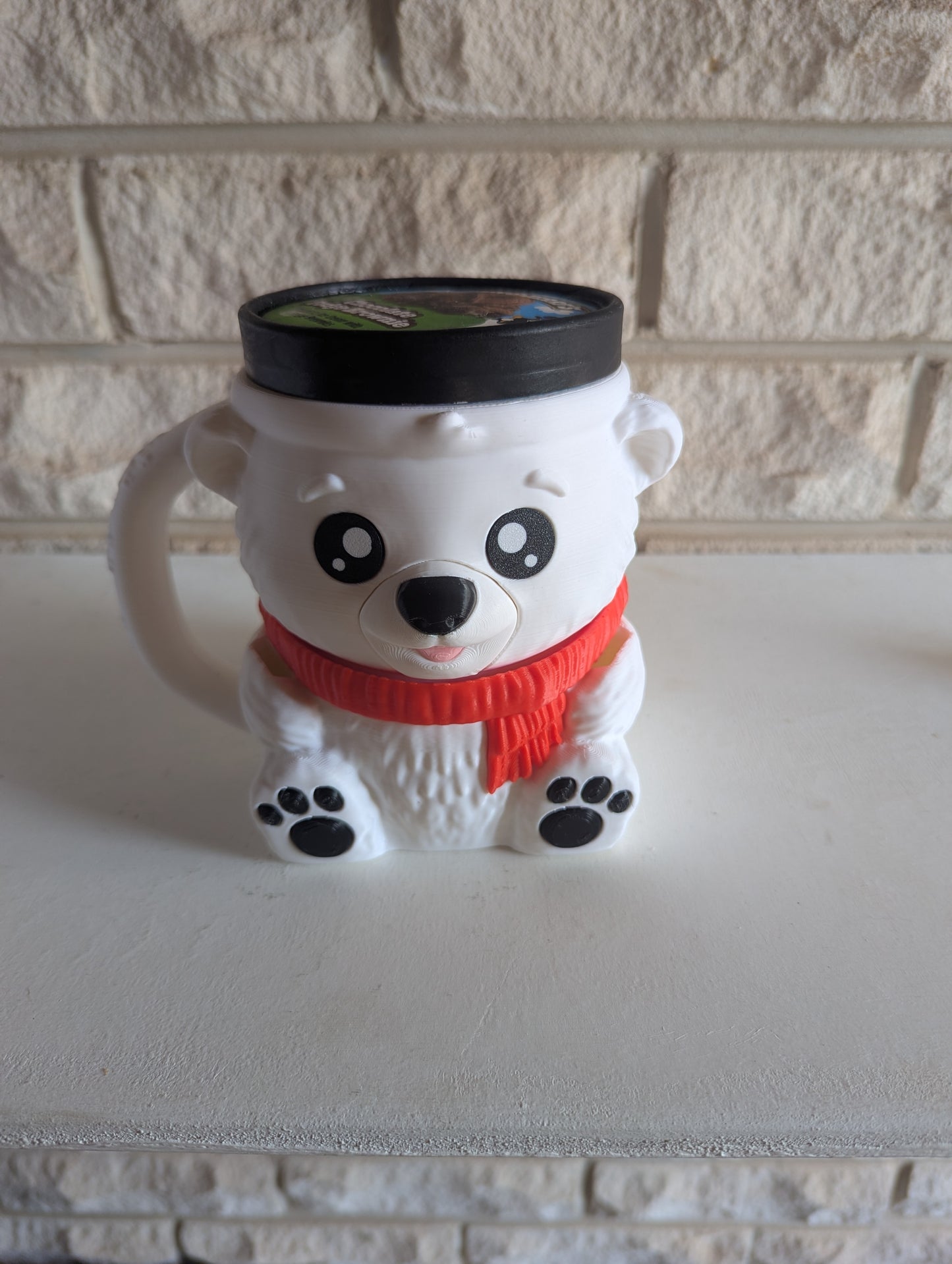 🐻 Polar Bear Ice Cream Holder – Magnetic Scarf Edition