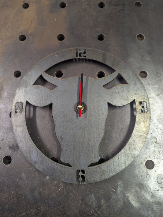 🐂 300mm Longhorn Cattle Steel Wall Clock