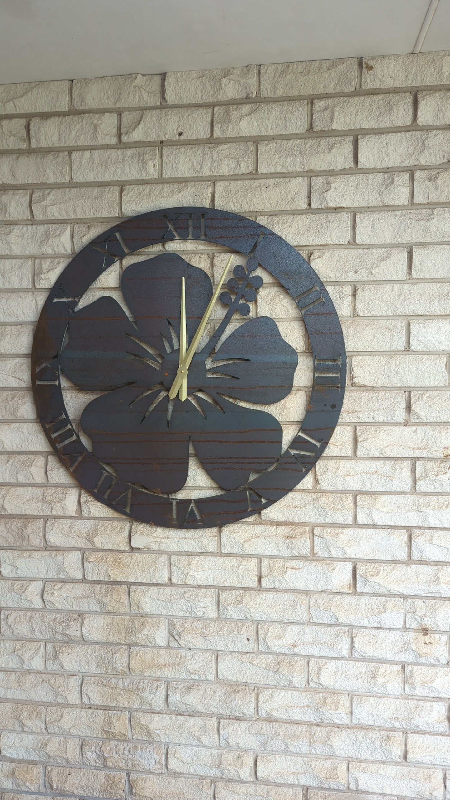 820mm Hibiscus Steel Wall Clock 🌺