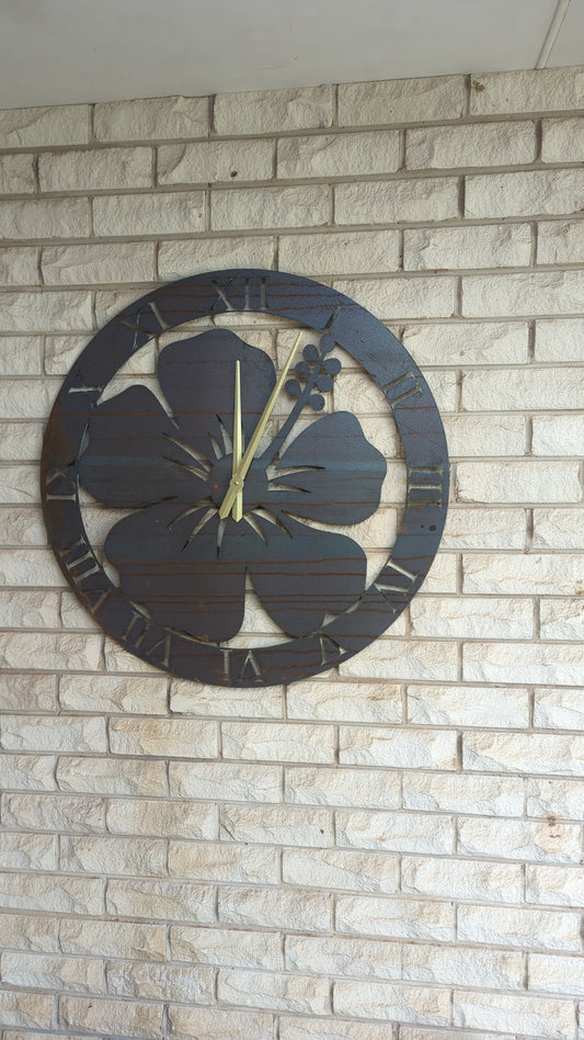 820mm Hibiscus Steel Wall Clock 🌺