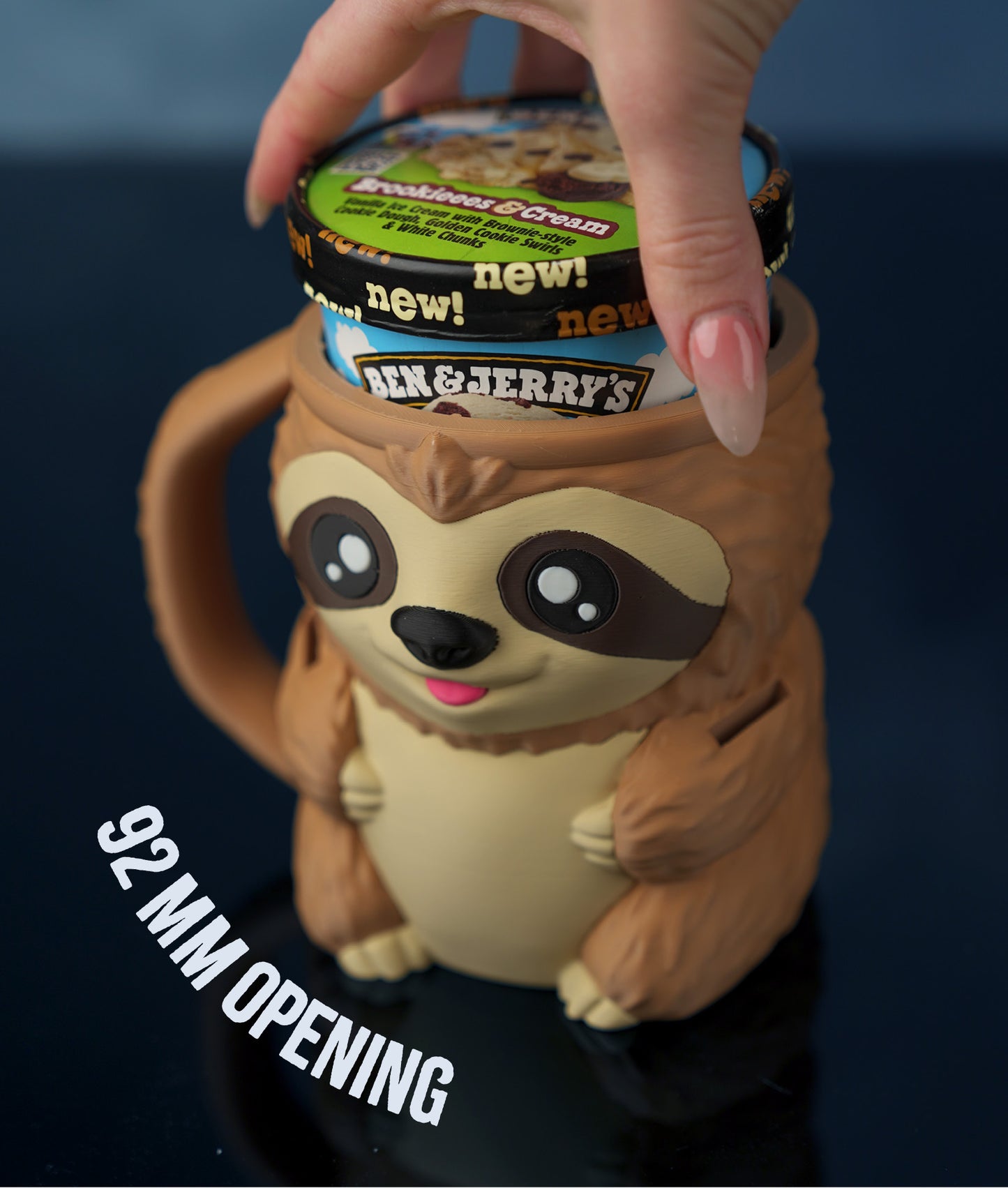 🦥 Sloth Ice Cream Holder – Fits a 458ml Tub